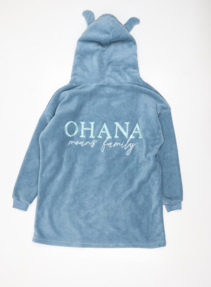 Disney Women Blue Stitch Fleece Hooded Nightshirt One Size