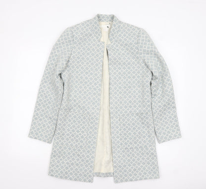 H&M Women’s Grey Geometric Mid-Length Woven Blazer Size UK 6