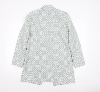 H&M Women’s Grey Geometric Mid-Length Woven Blazer Size UK 6