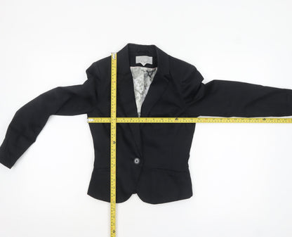 H&M Women Black Fitted Suit Jacket Size 10 Classic Blazer