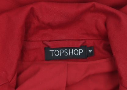 Topshop Women's Red Cotton Mid-Length Trench Coat Size 12