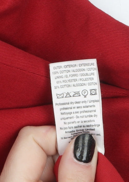 Topshop Women's Red Cotton Mid-Length Trench Coat Size 12
