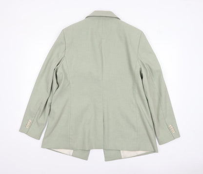 H&M Women Green One Button Tailored Blazer Size 16