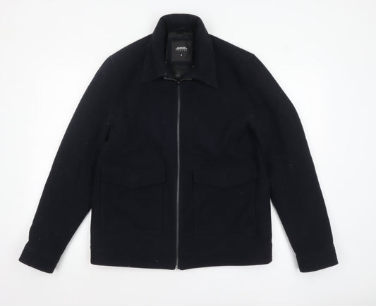 Burton Menswear London Men's Black Wool Blend Full Zip Jacket Medium