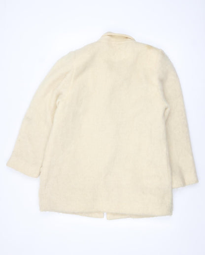Hilda Ltd Womens Ivory Wool Mid-Length Coat Size M Classic Style
