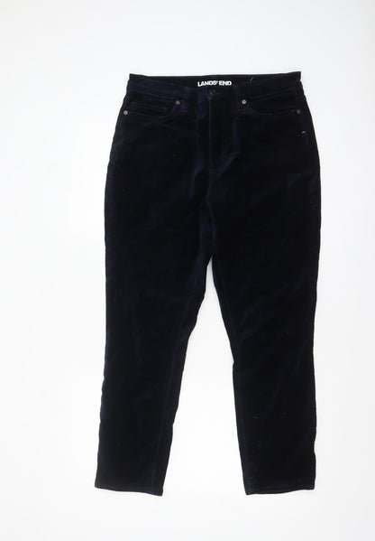 Lands' End Womens Blue Velvet Slim Trousers Size 14-16