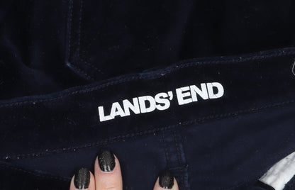 Lands' End Womens Blue Velvet Slim Trousers Size 14-16