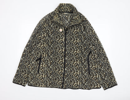 Damart Women’s Brown Leopard Print Fleece Jacket Size 18