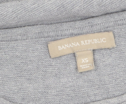 Banana Republic Women Grey XS Boat Neck Cotton Jumper