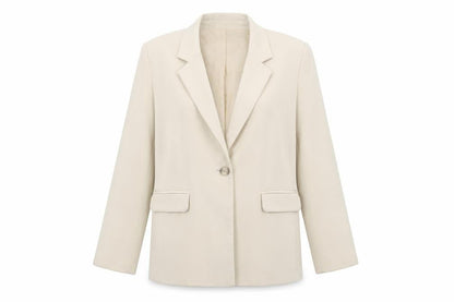 New Look Women Beige Single-Breasted Blazer UK 10 Lined Classic Style