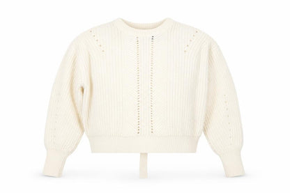 New Look Women Ivory Chunky Knit Bow Detail Jumper Size S