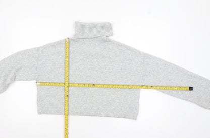 Bershka Women Grey Roll Neck Long Sleeve Knit Jumper Size M