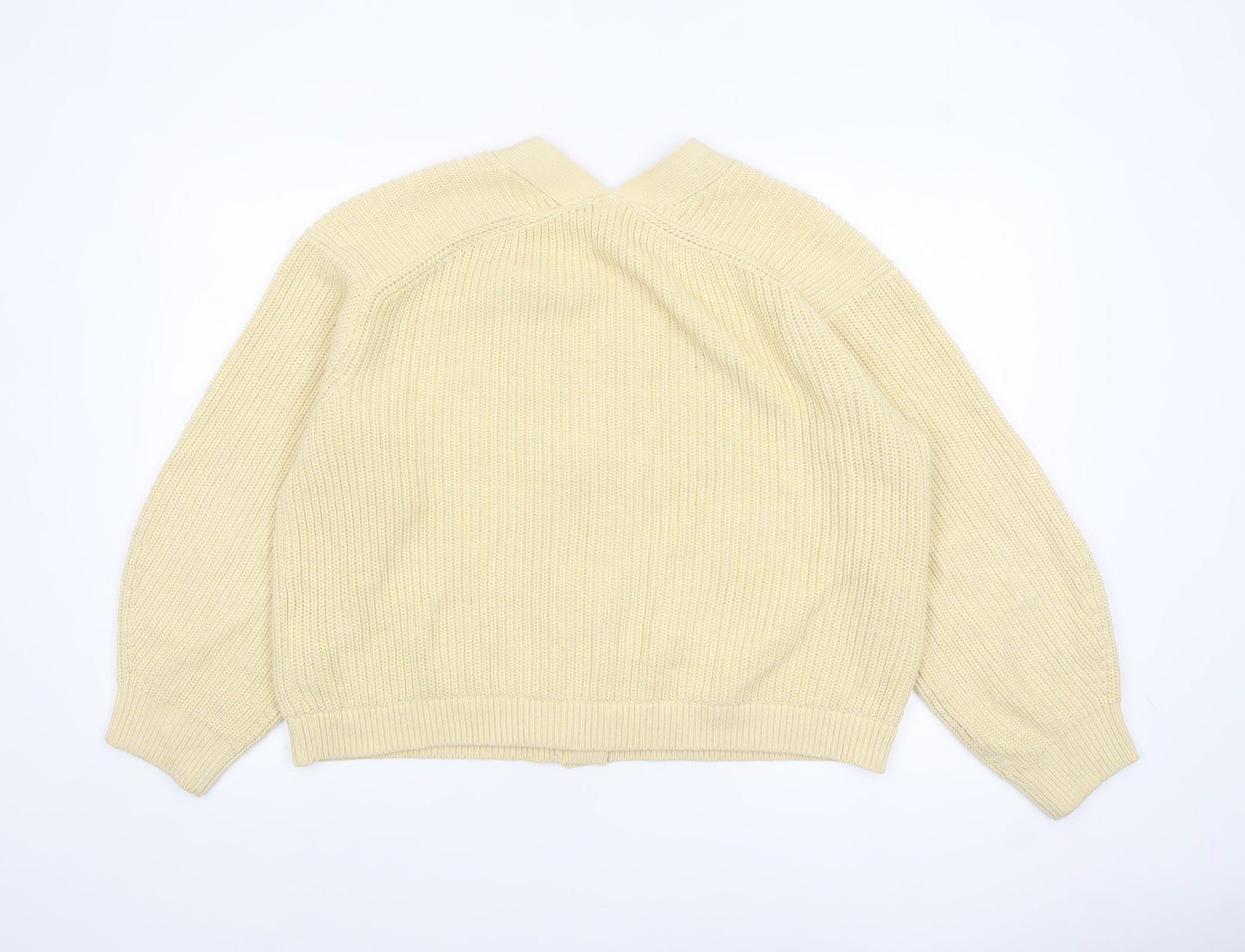 H&M Womens Beige Long Sleeve V-Neck Button Knit Cardigan L