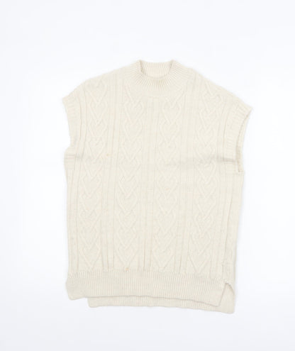 Next Girls Ivory Sleeveless Cable Knit Vest Jumper 11 Years Acrylic Blend