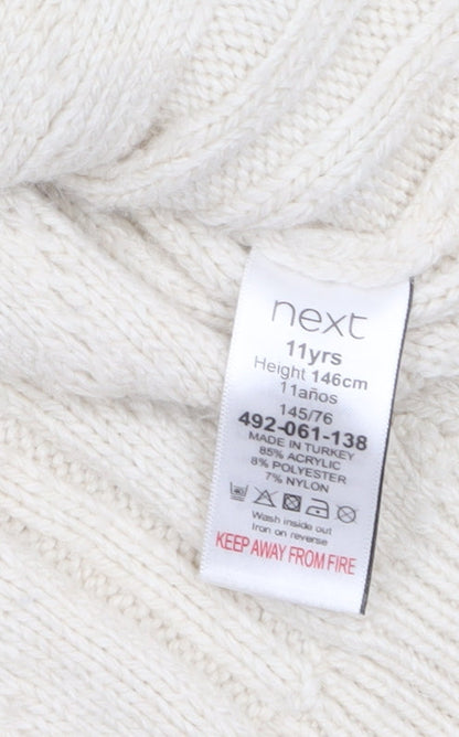 Next Girls Ivory Sleeveless Cable Knit Vest Jumper 11 Years Acrylic Blend