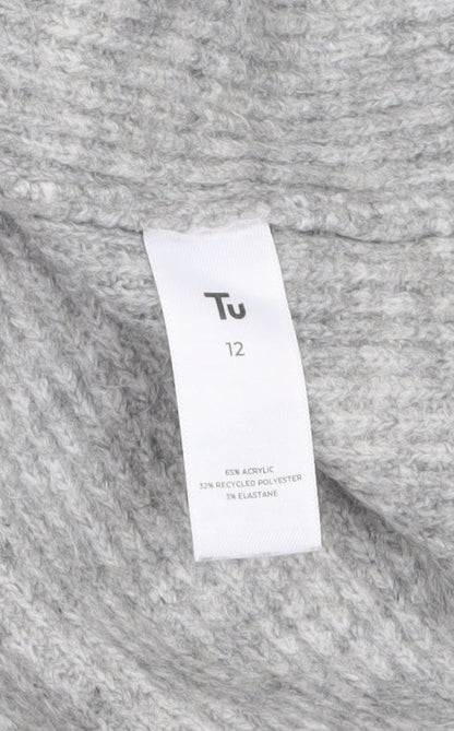 Tu Women’s Grey Knit V-Neck Long Sleeve Jumper Dress Size 12
