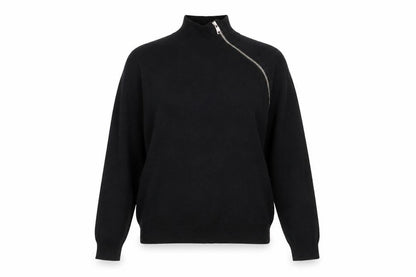 ASOS Women Black Merino Wool Mock Neck Zip Pullover Jumper S