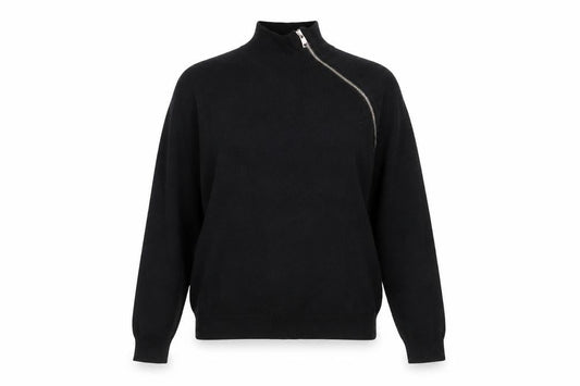 ASOS Women Black Merino Wool Mock Neck Zip Pullover Jumper S