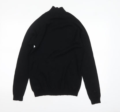 ASOS Women Black Merino Wool Mock Neck Zip Pullover Jumper S