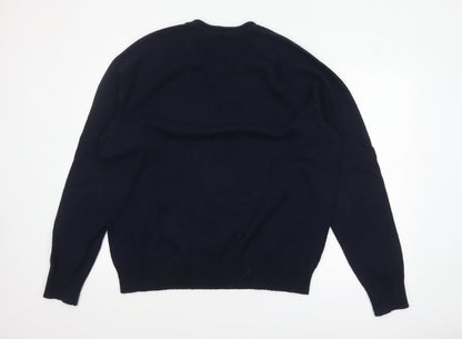 GAP Men's Navy Blue XL Crew Neck Wool Cotton Pullover Jumper