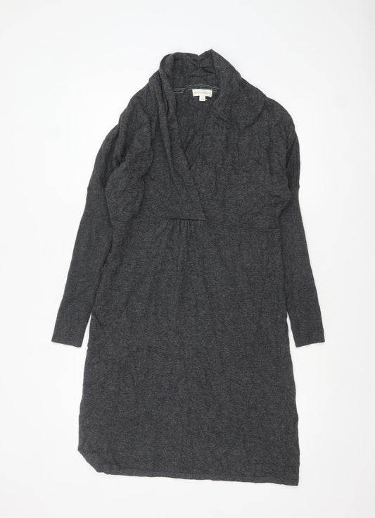 Monsoon Women Grey Knit Knee Length Shift Dress Size M