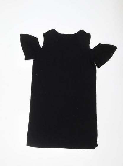 JCL Women’s Black Cold Shoulder Knit Pullover Jumper One Size