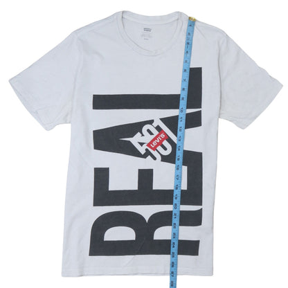 Levi's Men's White Graphic Print Crew Neck Cotton T-Shirt M