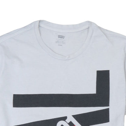 Levi's Men's White Graphic Print Crew Neck Cotton T-Shirt M