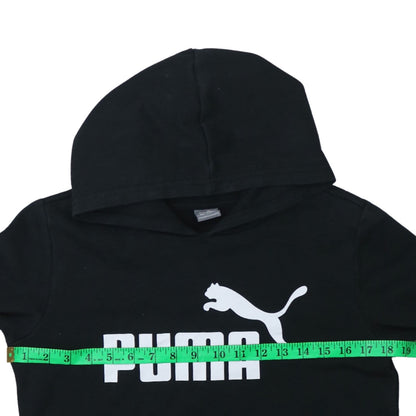 Puma Boys Black Pullover Hoodie 11-12 Years Long Sleeve Logo Sweatshirt