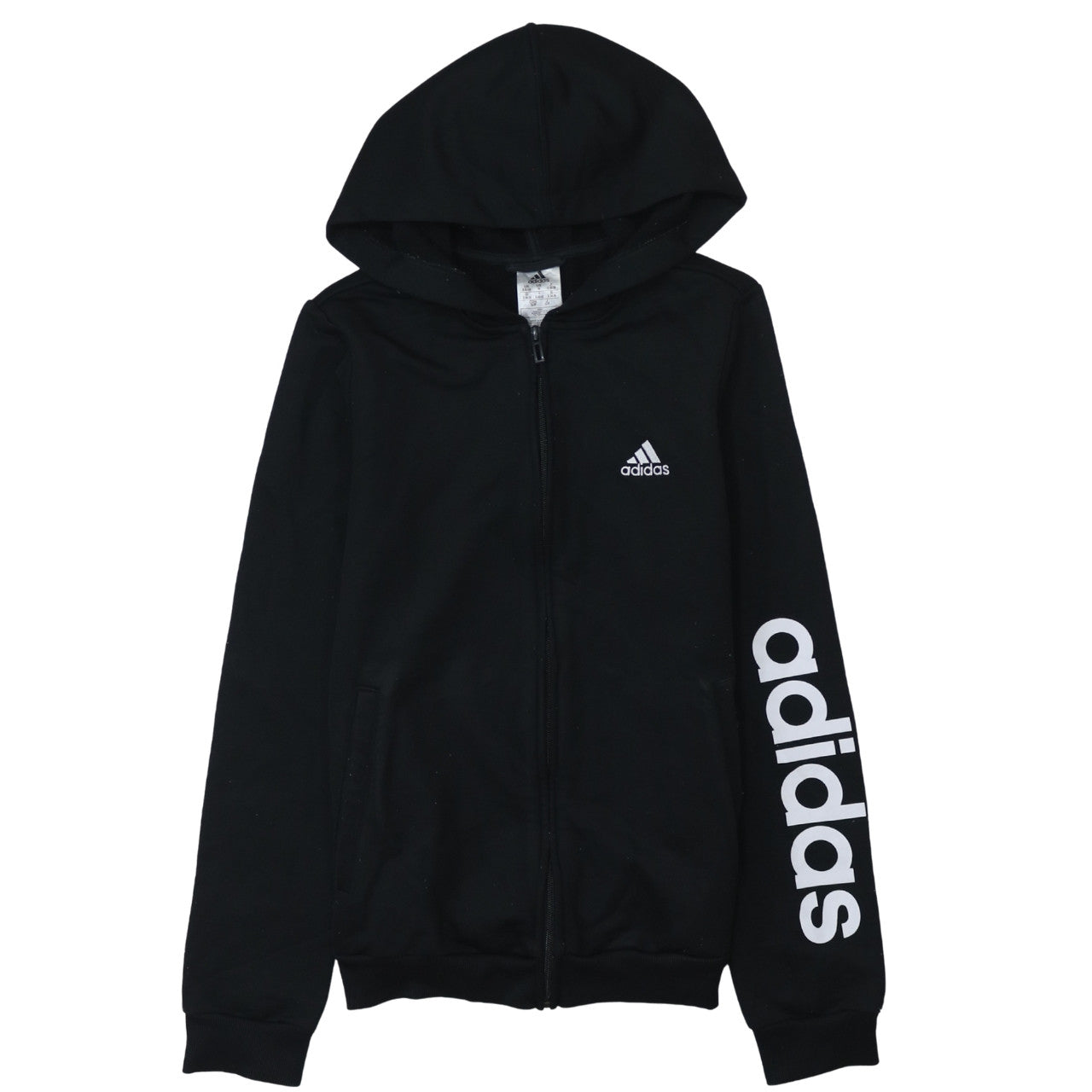 Womens UK Size S adidas Black Full Zip Hoodie