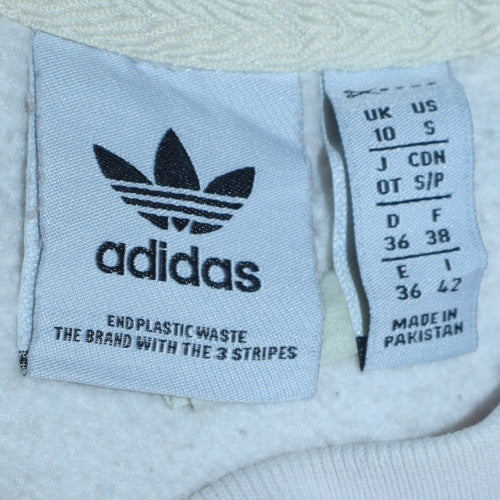 Womens UK Size 10 adidas White Pullover Sweatshirt