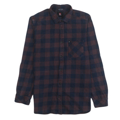 Quiksilver Men’s Brown Check Flannel Long Sleeve Casual Shirt Size S