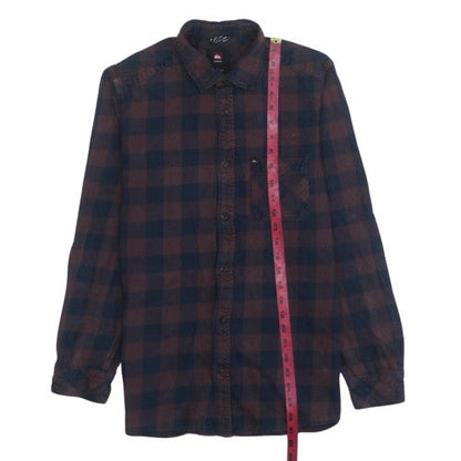 Quiksilver Men’s Brown Check Flannel Long Sleeve Casual Shirt Size S