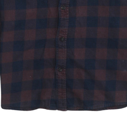 Quiksilver Men’s Brown Check Flannel Long Sleeve Casual Shirt Size S