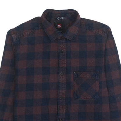 Quiksilver Men’s Brown Check Flannel Long Sleeve Casual Shirt Size S