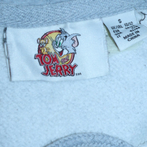 Womens UK Size S Tom & Jerry Grey Pullover Hoodie