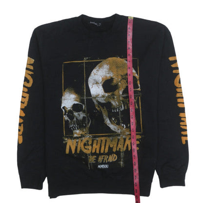 Mens UK Size M Boohoo Black Pullover Sweatshirt
