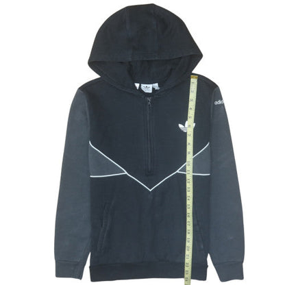 Adidas Boys Black 13-14 Years 1/2 Zip Hooded Sweatshirt with Logo