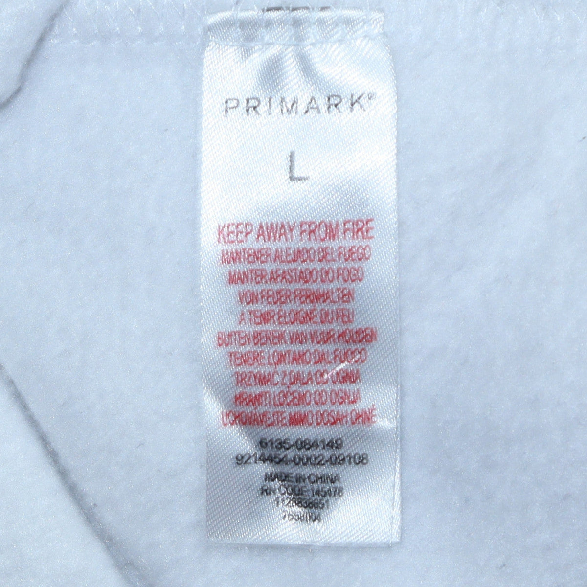 Mens UK Size L Primark White Pullover Sweatshirt