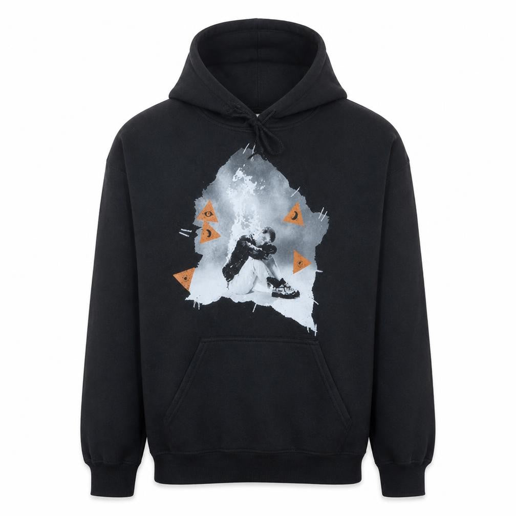 Mens UK Size L Gildan Black Pullover Hoodie