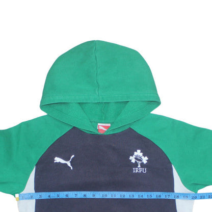 Puma Boys Green & Navy IRFU Hoodie Sweatshirt Size 14 (164) Cotton Blend