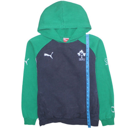 Puma Boys Green & Navy IRFU Hoodie Sweatshirt Size 14 (164) Cotton Blend