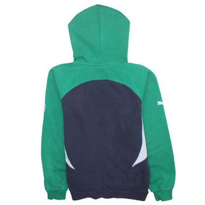 Puma Boys Green & Navy IRFU Hoodie Sweatshirt Size 14 (164) Cotton Blend