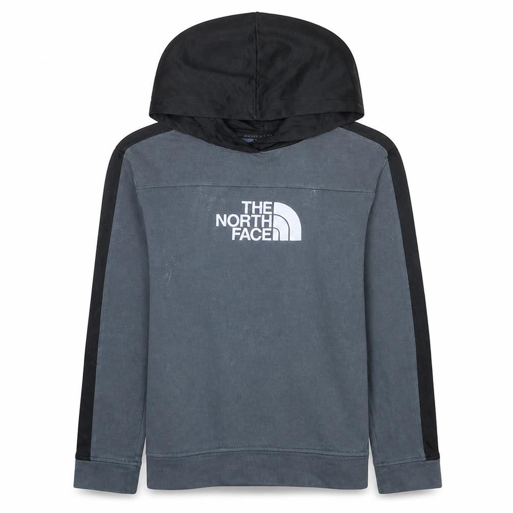 Front view of The North Face boys’ black/grey pullover hoodie xl cotton blend casual