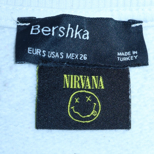 Womens UK Size S Bershka White Pullover Sweatshirt