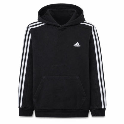 Front view of Adidas Men’s Black Pullover Hoodie M Sports Fleece Logo Athletic