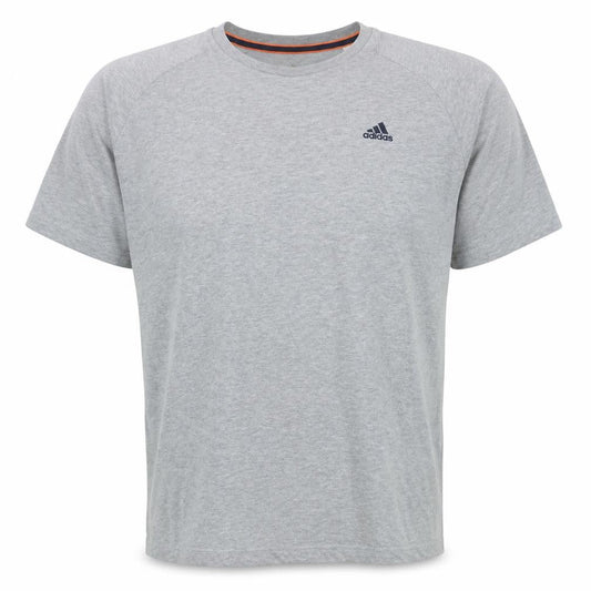 Front view of Adidas Men's Grey Crew Neck Short Sleeve Sports T-Shirt Medium