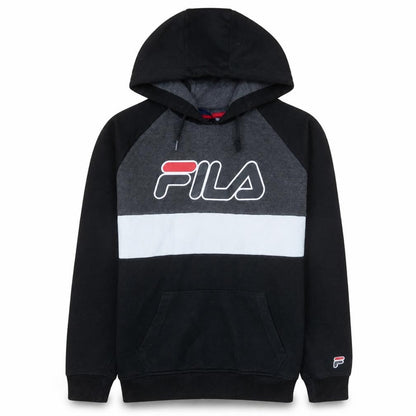 Fila Boys Black Colourblock Pullover Hoodie Size 14-15 Years