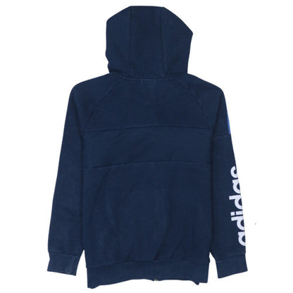 Adidas Boys Blue Full Zip Hoodie 13-14 Years Regular Fit Fleece Sweatshirt