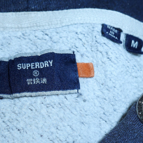 Mens UK Size M Superdry Blue Pullover Hoodie